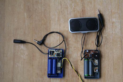 100均>「ボリュームアンプ」>ステレオ化 方法1仮配線/