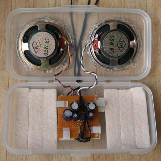 100均スピーカー>別ケースにAMP付きで組替(組立・完成編)/