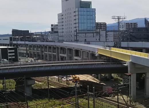 山形新幹線上りアプローチ線>6/27工事状況>商業施設駐車場より1/