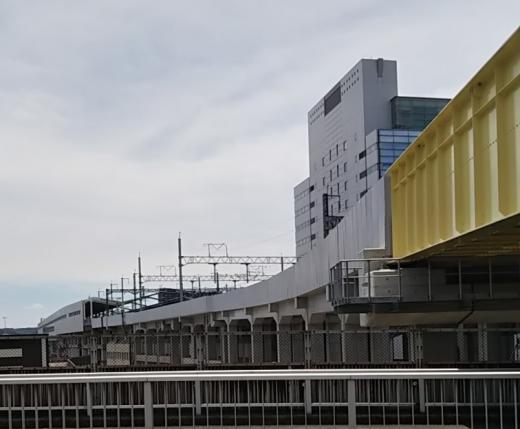 山形新幹線上りアプローチ線>6/27工事状況>西町跨線橋より/