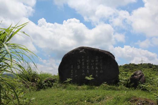 どうしても撮りたい風景があって高畠町の鳩峰峠に上りました 車を走らせること30分曲がりくねった狭い道を上り頂上付近の駐車場に到着しました 車を降りると涼しい風が吹き浜田廣介の記念碑とともに トンボやバッタも見つけました かすかに秋の気配を感じさせてくれるひと時となりました 山地でなければ見れない草花もさいていましたので明日以降にこのブログでアップします/
