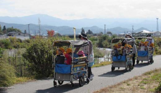 秋の陽ざしの中乳児園のお散歩カーが気持ちよさそうに散歩中です 今年度の南陽8ミリクラブの作品「ふるさとの母なる川 吉野川」の最後を飾るシーンとして選んだのがこの散歩カーです 幸せをもたらしてくれる子ども達の笑顔や歓声は何よりの宝物です そんな子ども達が吉野川べりを散歩している様子はまさにフィナーレにふさわしいのではと撮影時に撮った1枚がこの写真です 8ミリクラブの作品ではどのように最後を飾ってくれるのでしょうか/