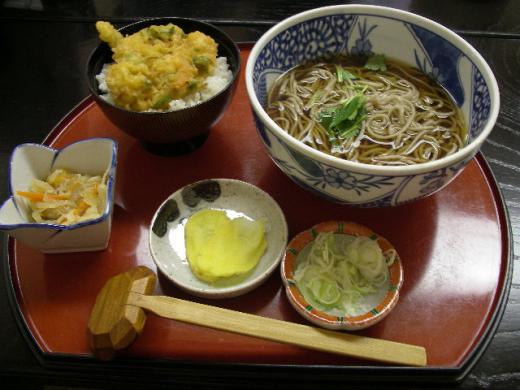 かき揚げ天丼つきのオススメセット/